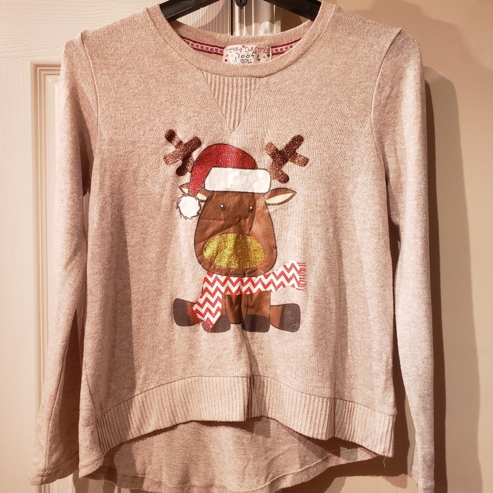 Merry Christmas Poof Girl Cozy Sweater Top